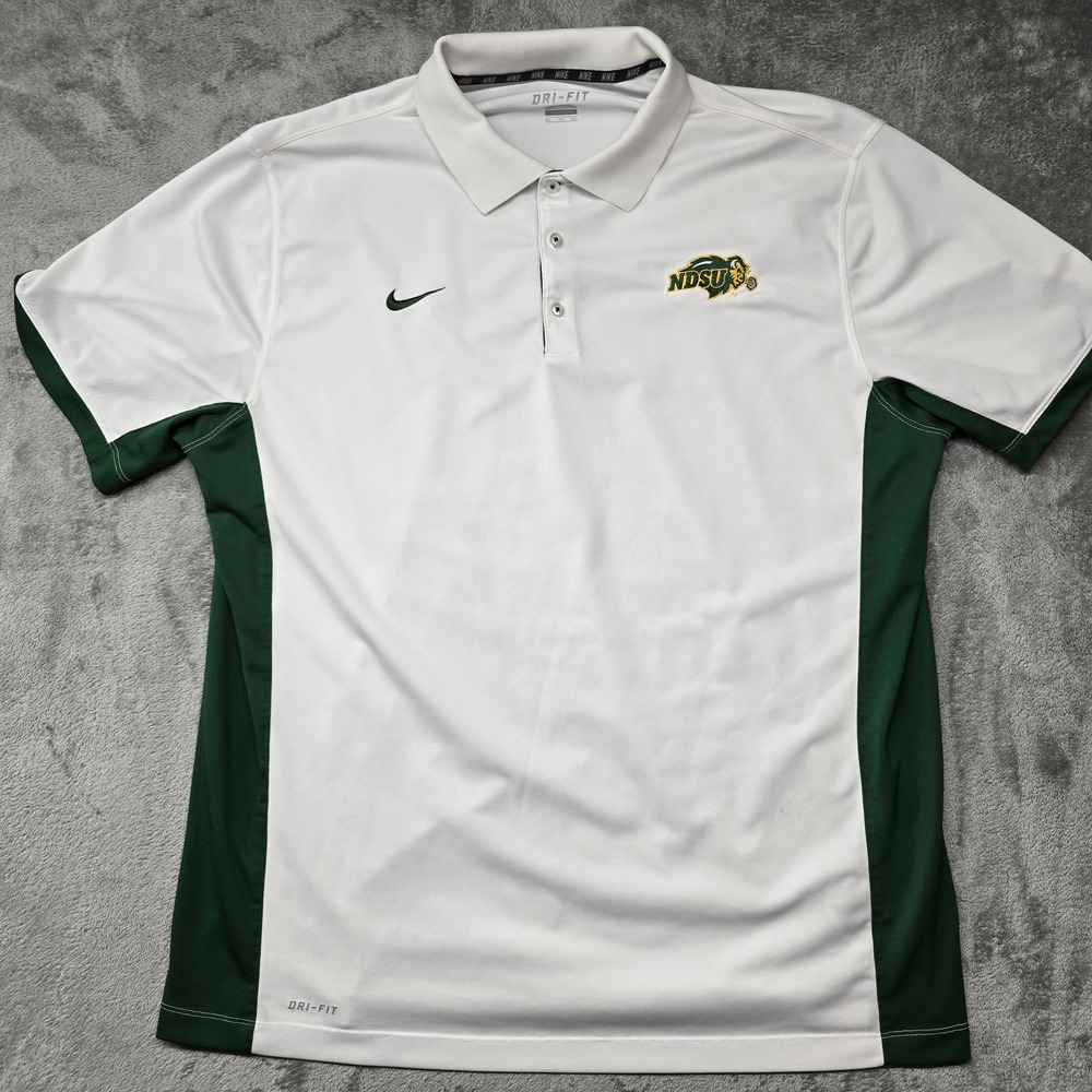 Nike NDSU North Dakota State Bison Dri-FIT Polo Shirt Mens 2XL White  657729